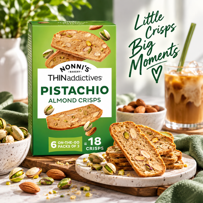 Nonni's Almond Thins, Pistachio, 6 Count (Pack of 6) Nonni's