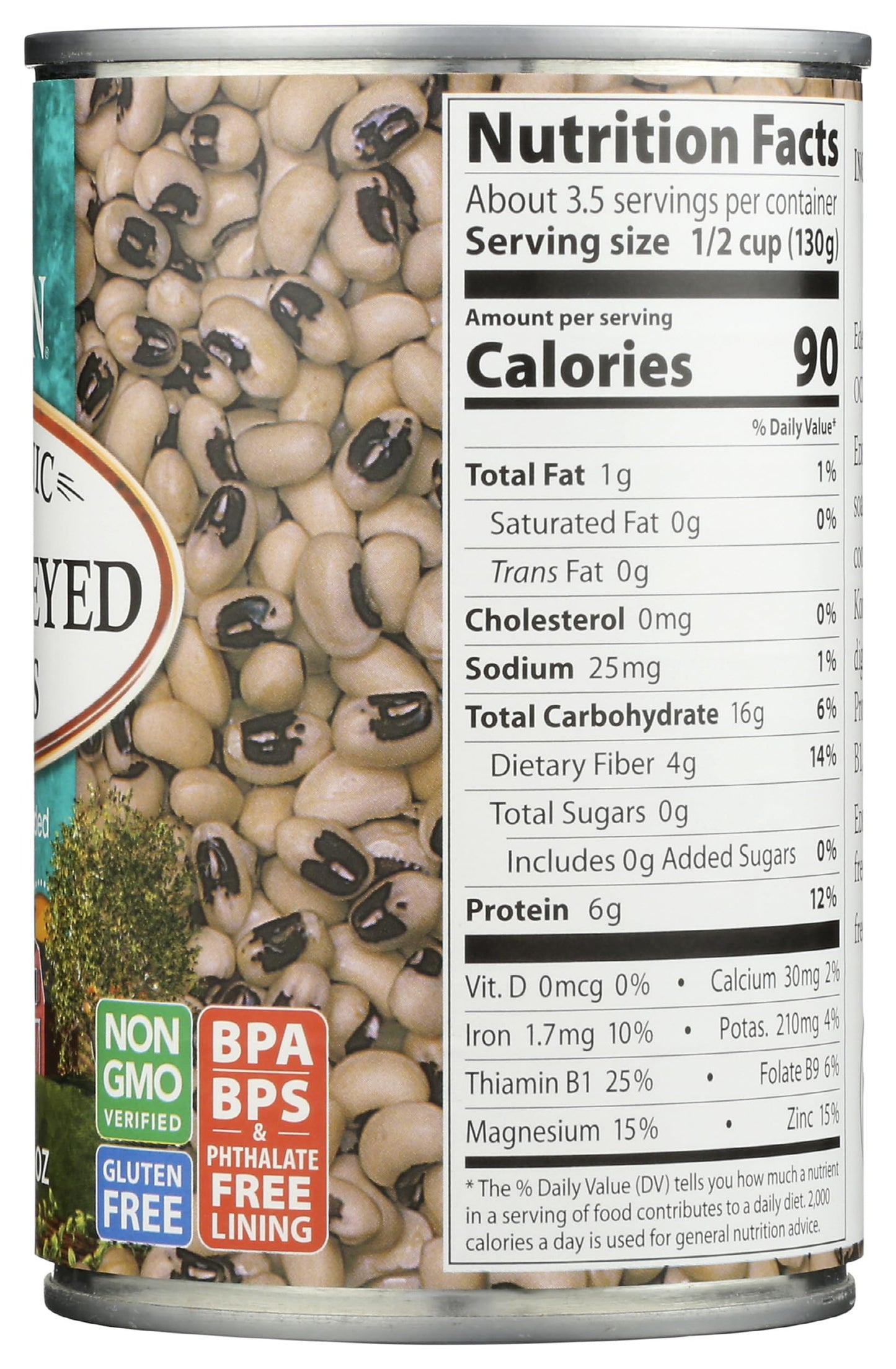 Product image of Eden Organic Black Eyed Peas Can No Salt Non-GMO Gluten Free Vegan Kosher U.S. Grown Heat and Serve No