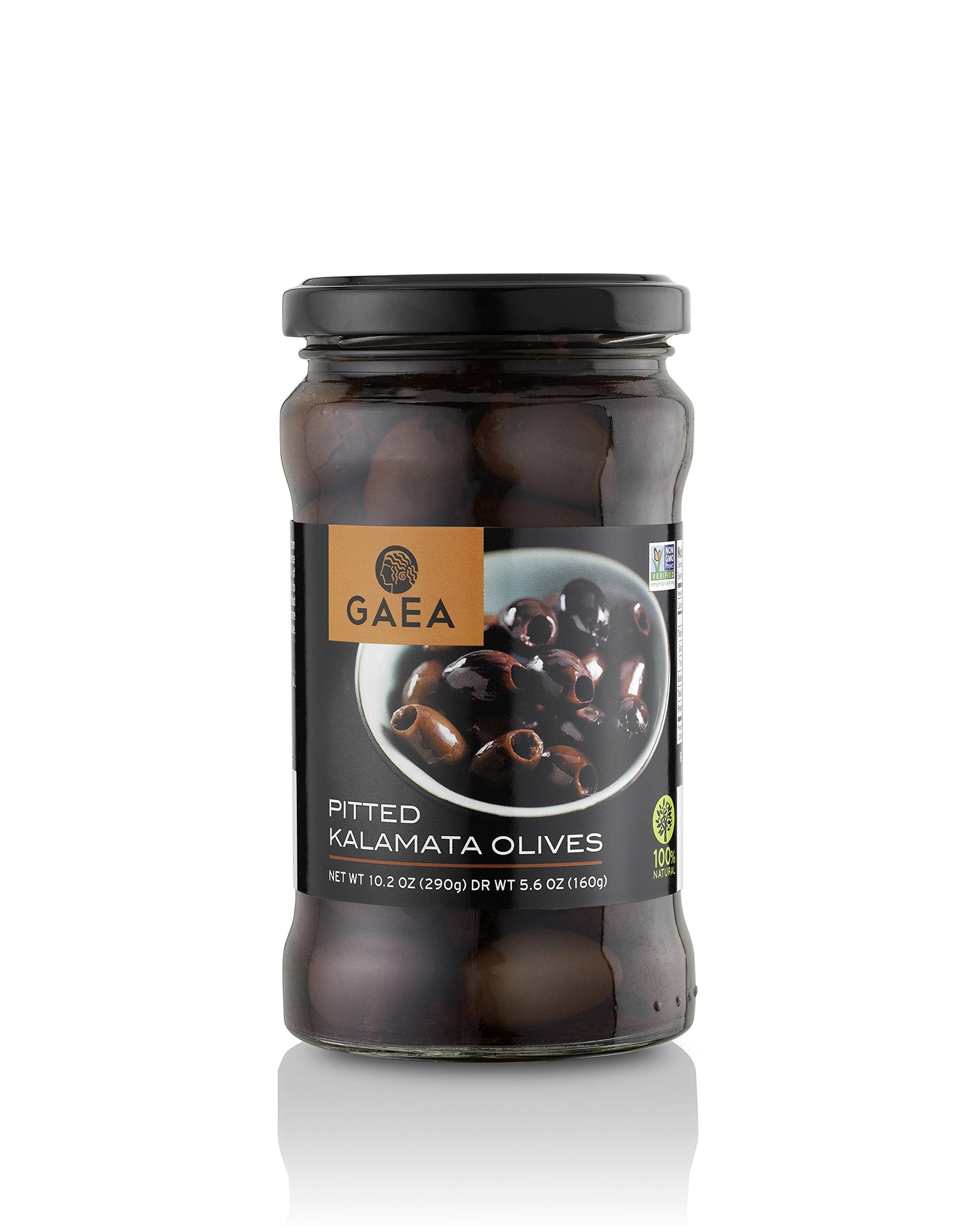 Product image of Gaea Pitted Greek Kalamata Olives Jar Non-GMO Preservative-Free Low Sodium Healthy Snack 10.2 oz 10.2 oz