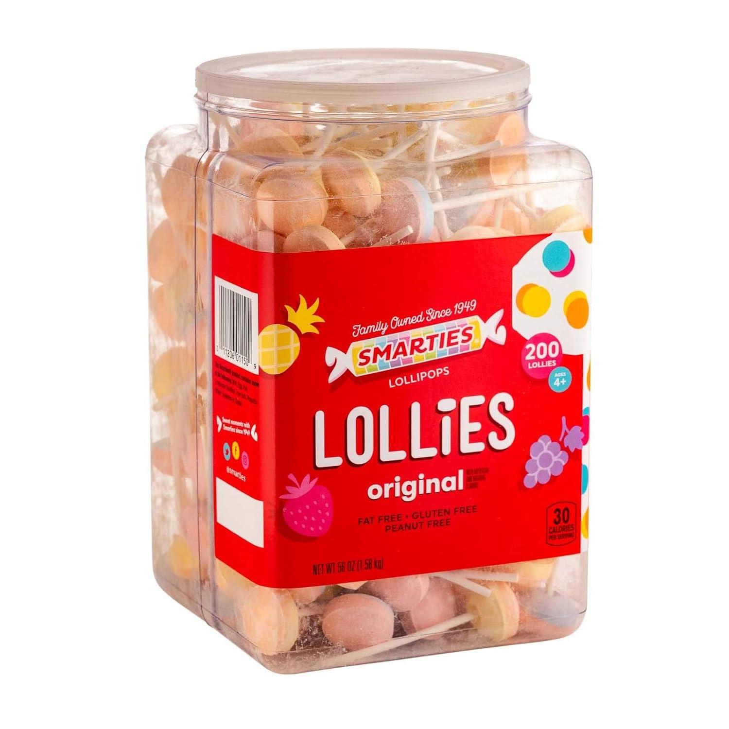 Product image of Smarties Double Lollies Assorted Fruity Flavors Gluten Free Peanut Free Fat Free Low Calorie Perfect for