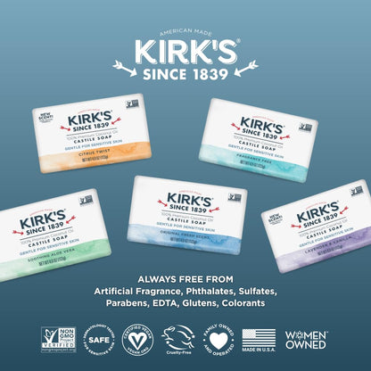 Product image of Kirk's Castile Bar Soap Made Premium Coconut Oil Bars Original Fresh Scent Men Women and Children Sensitive