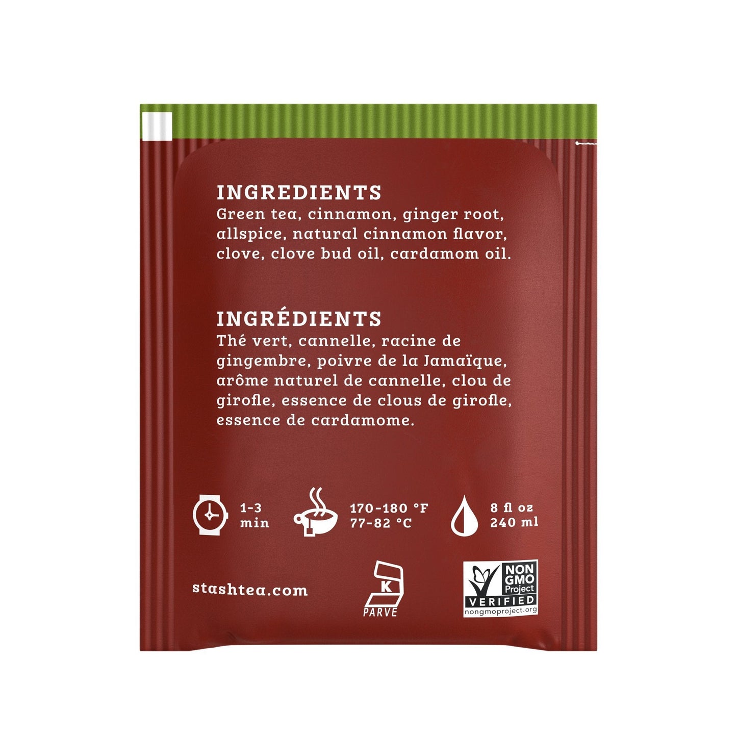 Product image of Stash Tea Chai Green Tea Caffeinated Non-GMO Project Verified Premium Tea No Artificial Ingredients 20 ct