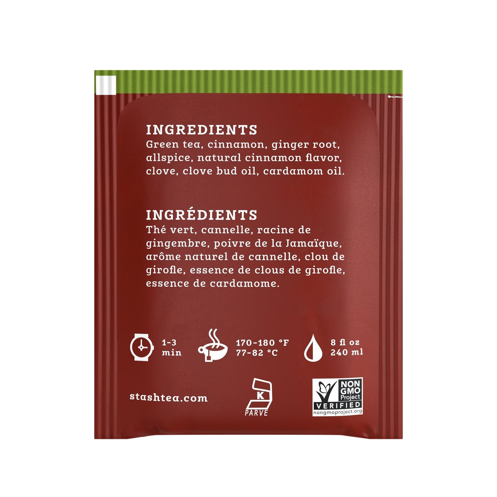 Product image of Stash Tea Chai Green Tea Caffeinated Non-GMO Project Verified Premium Tea No Artificial Ingredients 20 ct