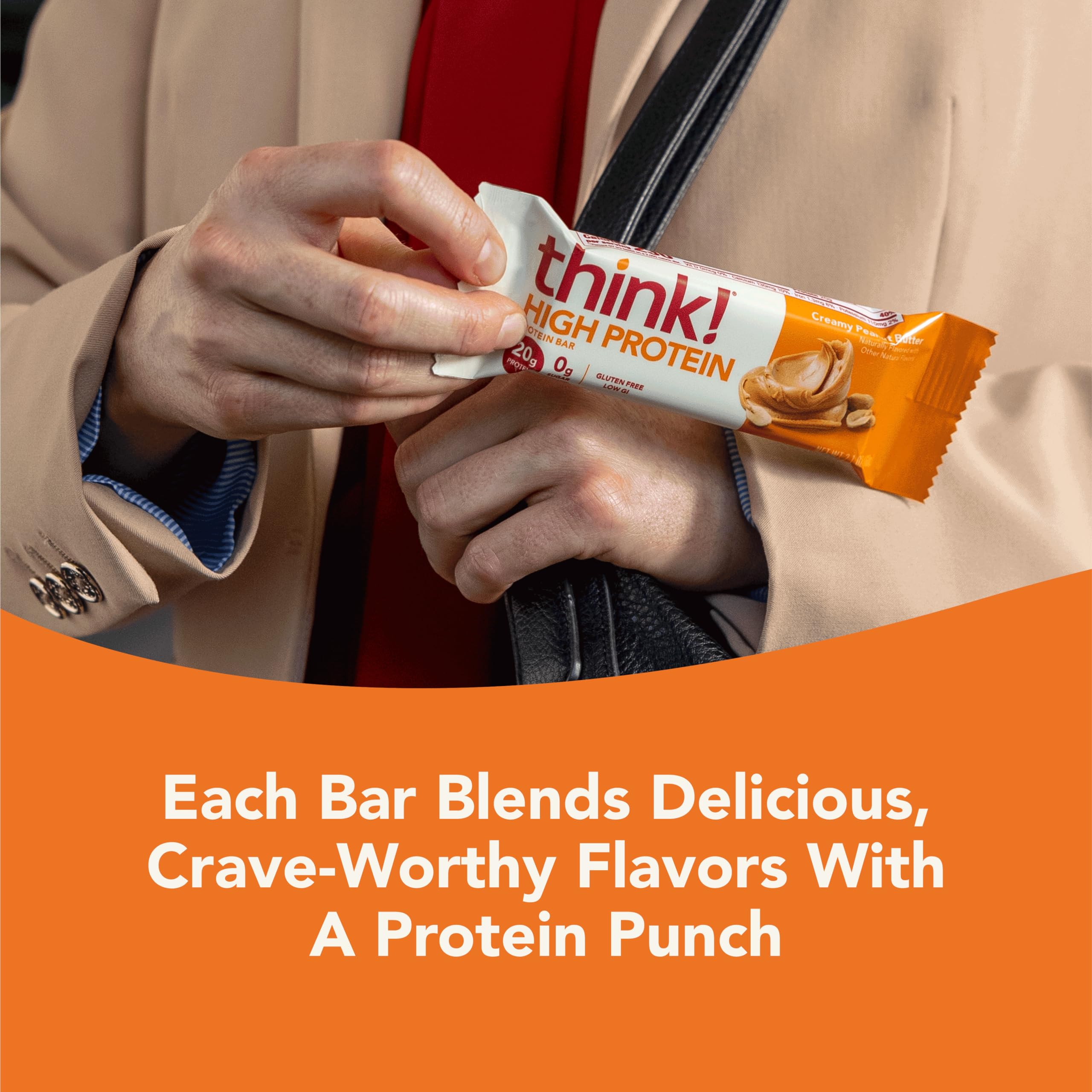 Product image of think! Protein Bars High Protein Snacks Gluten Free Sugar Free Creamy Peanut Butter Nutrition Bars Whey