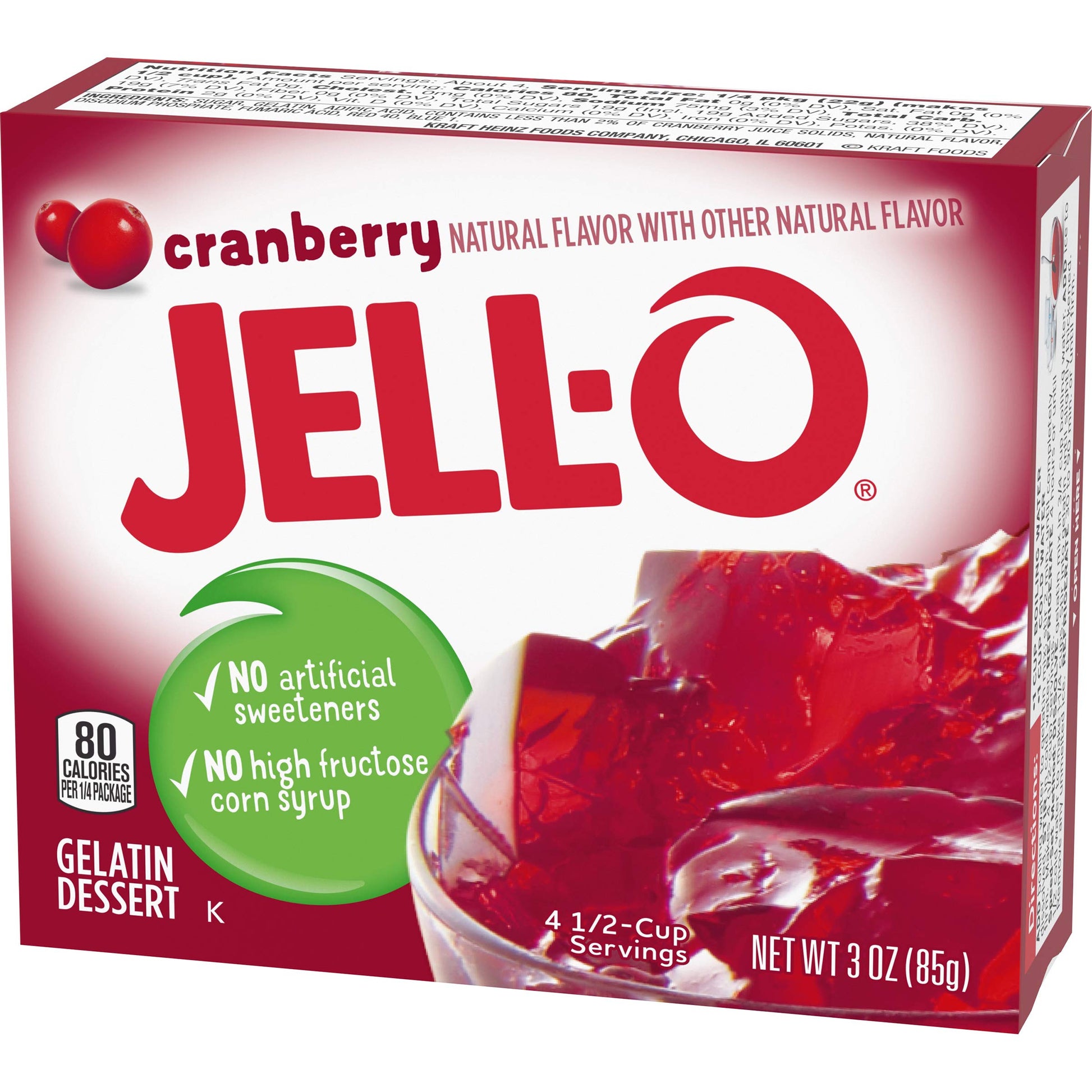 Product image of Jell-O Cranberry Gelatin Mix Boxes 3 oz 3 oz Pack of 24