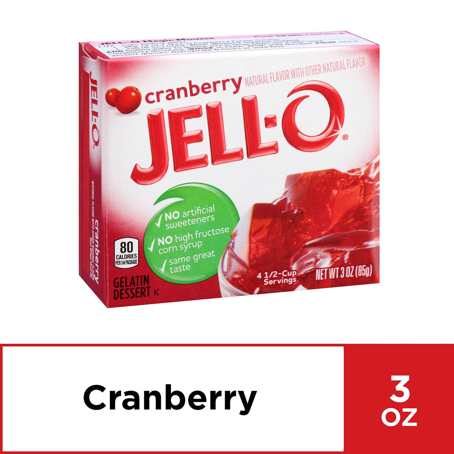 Product image of Jell-O Cranberry Gelatin Mix Boxes 3 oz 3 oz Pack of 24
