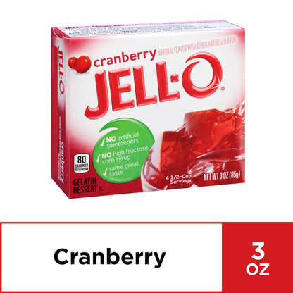 Product image of Jell-O Cranberry Gelatin Mix Boxes 3 oz 3 oz Pack of 24