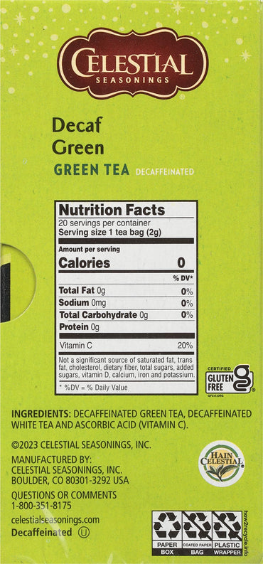 Product image of Celestial Seasonings Green Tea Decaffeinated 20 Tea Bags Pack of 6