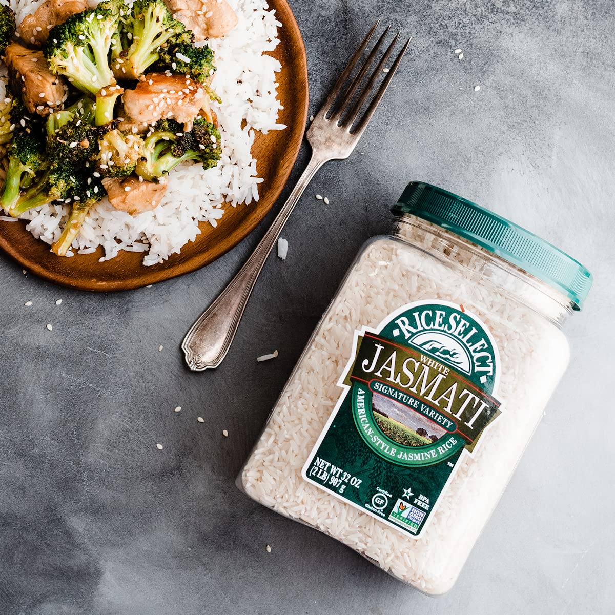 Product image of RiceSelect Jasmati Long Grain Jasmine Rice Gluten-Free Non-GMO Jars 32 oz 32 oz Pack of 4
