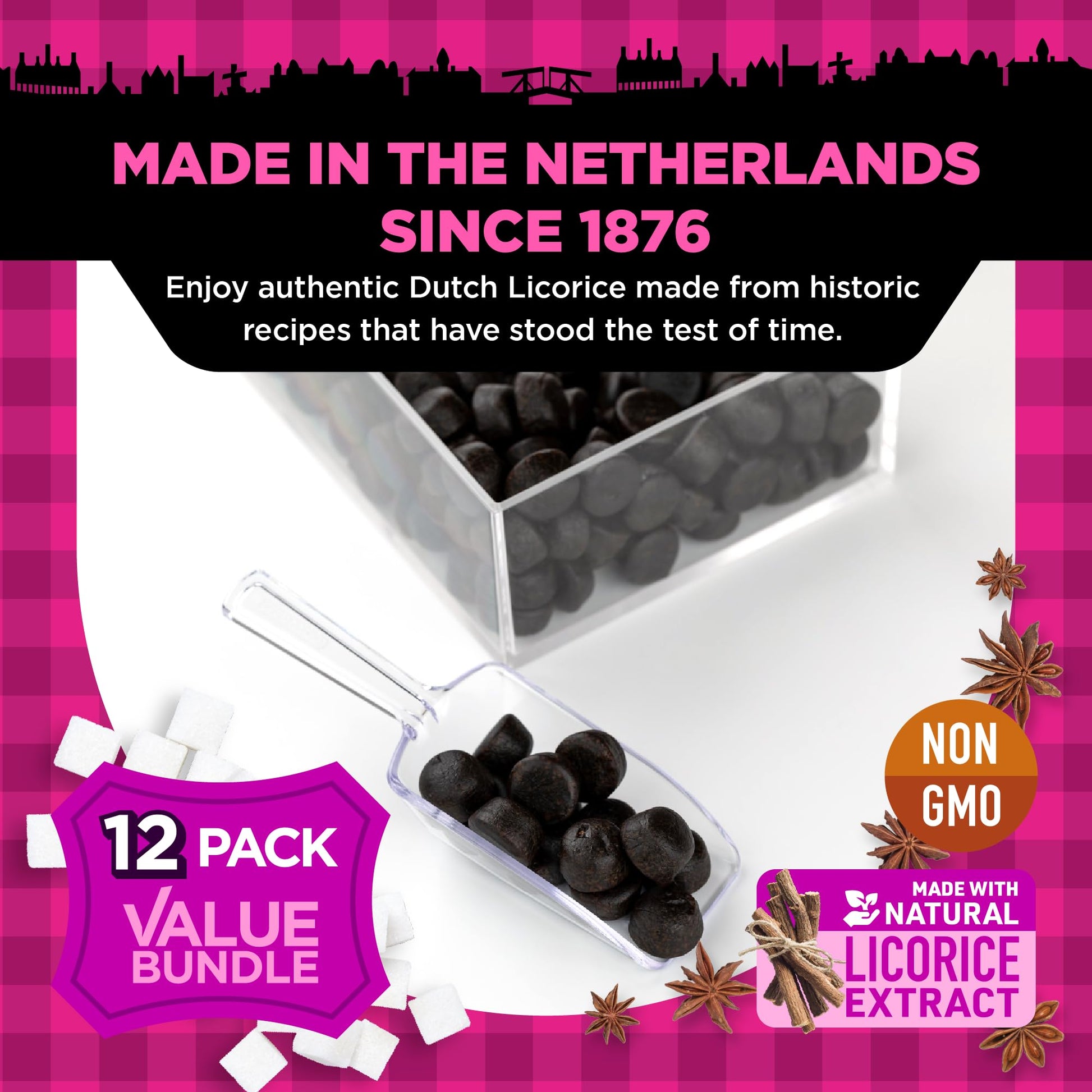 Product image of Gustaf's Dutch Licorice Cats Sweet Black Licorice Bags Dutch Candy Netherlands 5.2 oz 5.2 oz Pack of 12