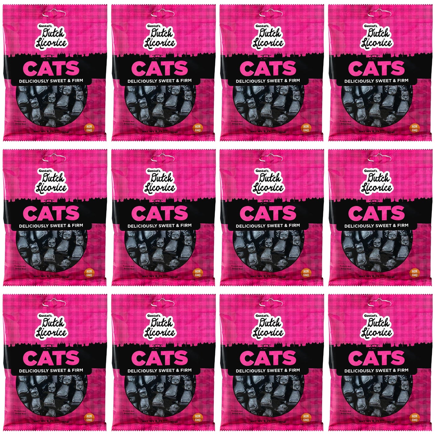 Product image of Gustaf's Dutch Licorice Cats Sweet Black Licorice Bags Dutch Candy Netherlands 5.2 oz 5.2 oz Pack of 12