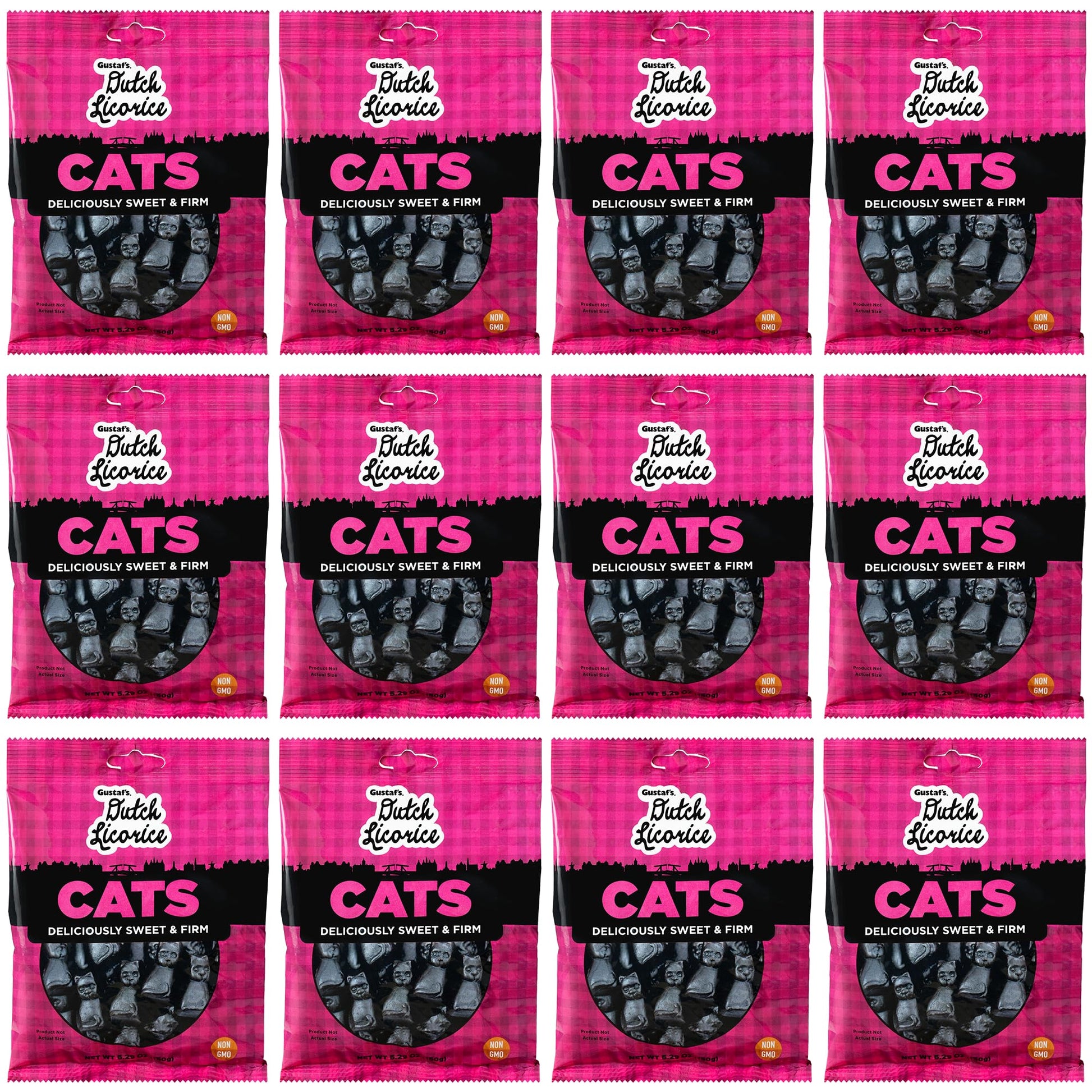 Product image of Gustaf's Dutch Licorice Cats Sweet Black Licorice Bags Dutch Candy Netherlands 5.2 oz 5.2 oz Pack of 12