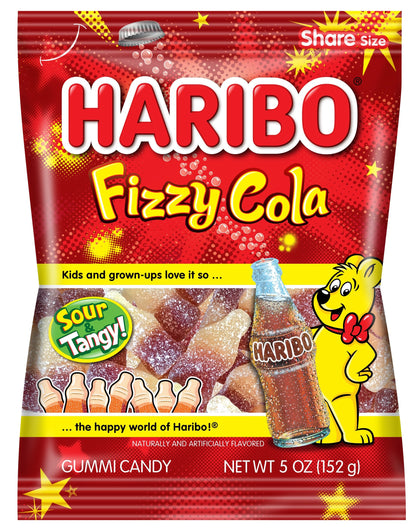 Product image of HARIBO Fizzy-Cola Gummi Candy Share Size Bags Sour and Tangy Cola Flavor Soft and Chewy 5 oz 5 oz Pack of 12