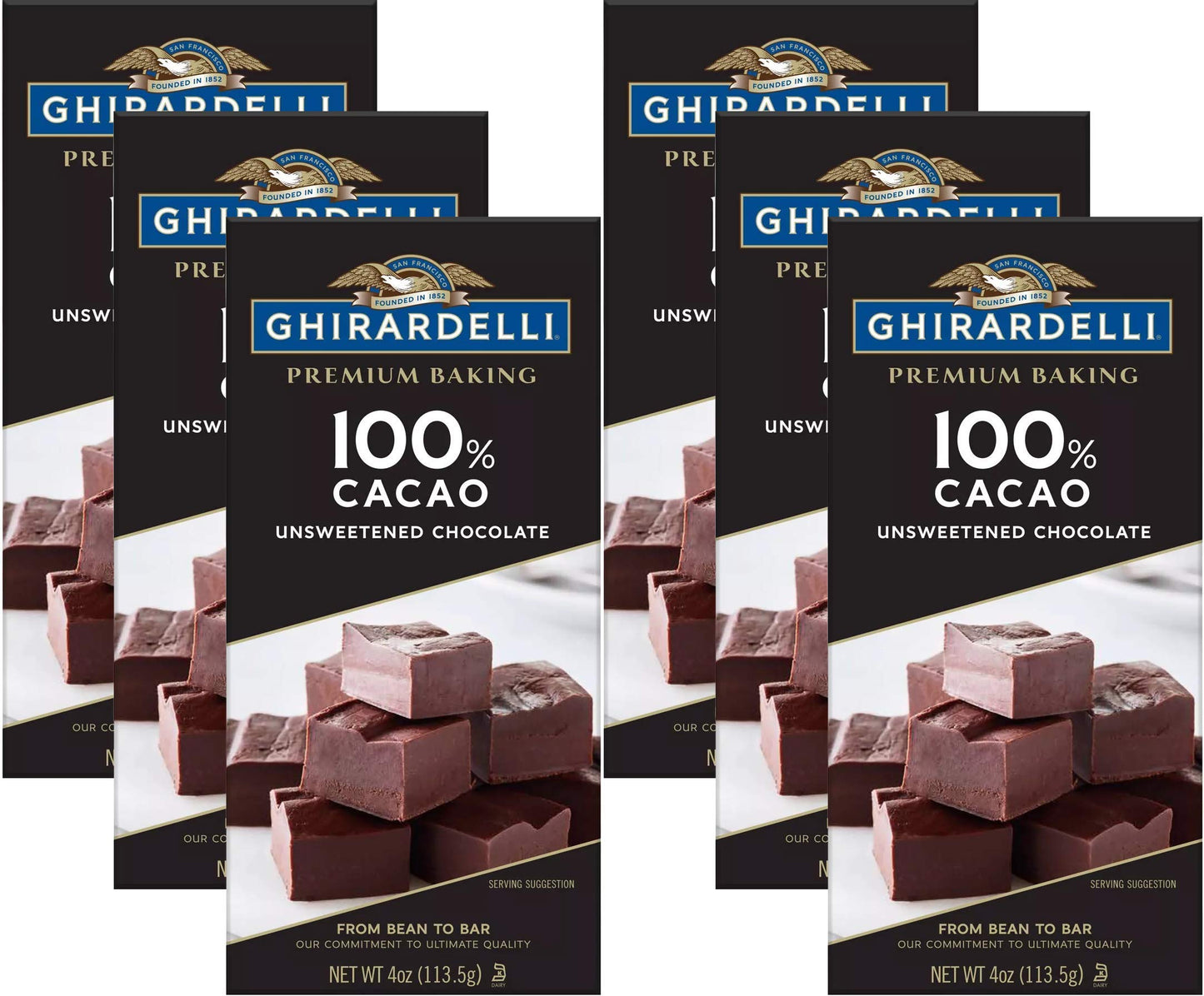 Product image of Ghirardelli Chocolate Baking Bar 100% Cacao Unsweetened Chocolate 4-oz Bars Pack of 6