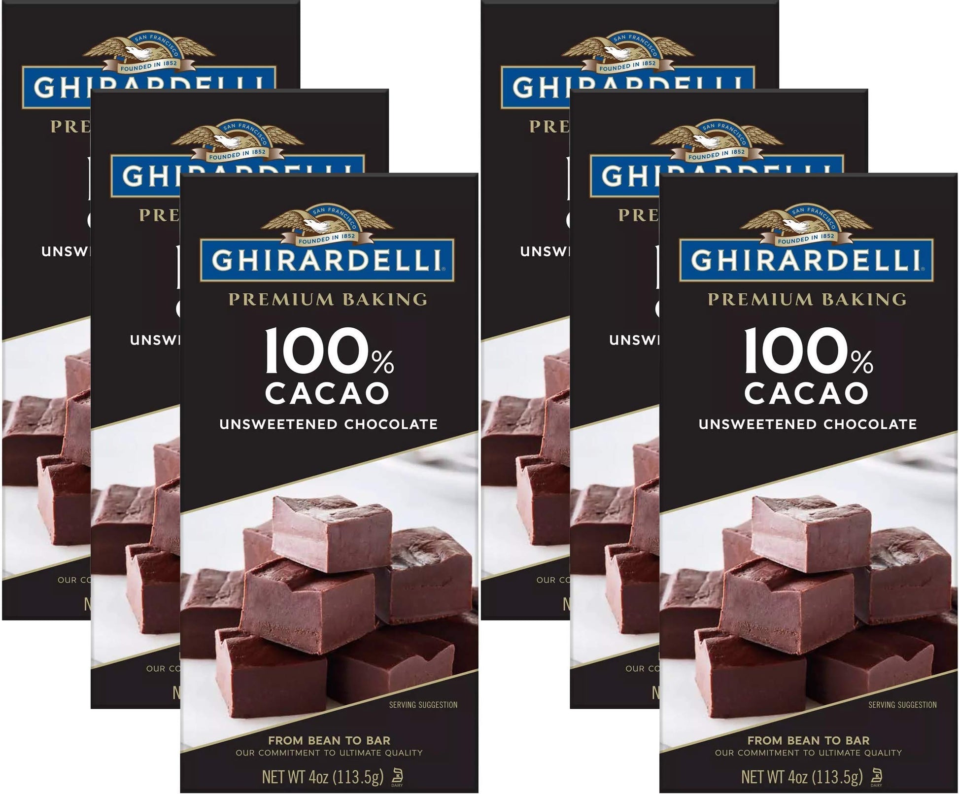 Product image of Ghirardelli Chocolate Baking Bar 100% Cacao Unsweetened Chocolate 4-oz Bars Pack of 6