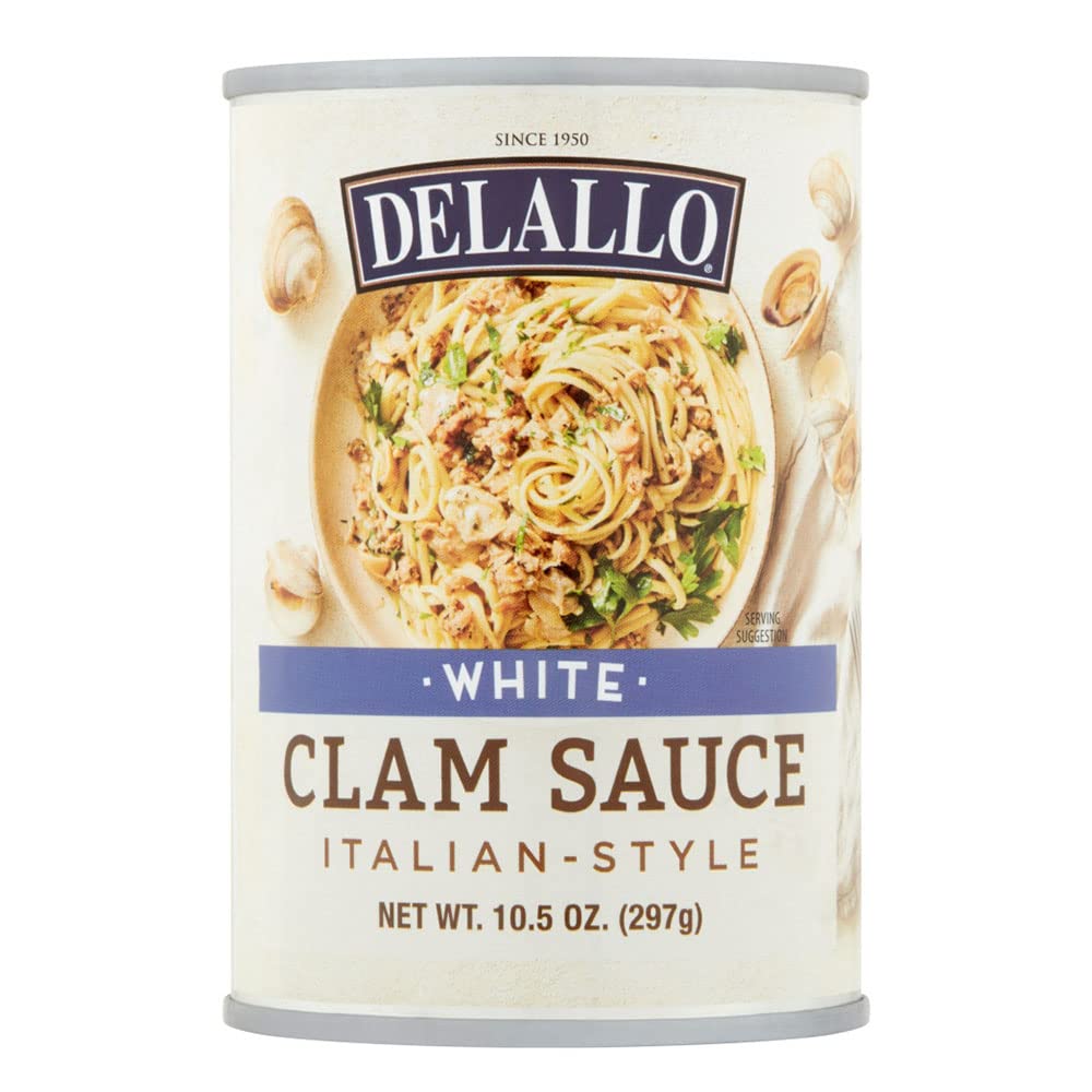 Product image of DeLallo White Clam Sauce Can Made Fresh Sea Clams Authentic Italian Recipe Olive Oil Garlic and Herbs No