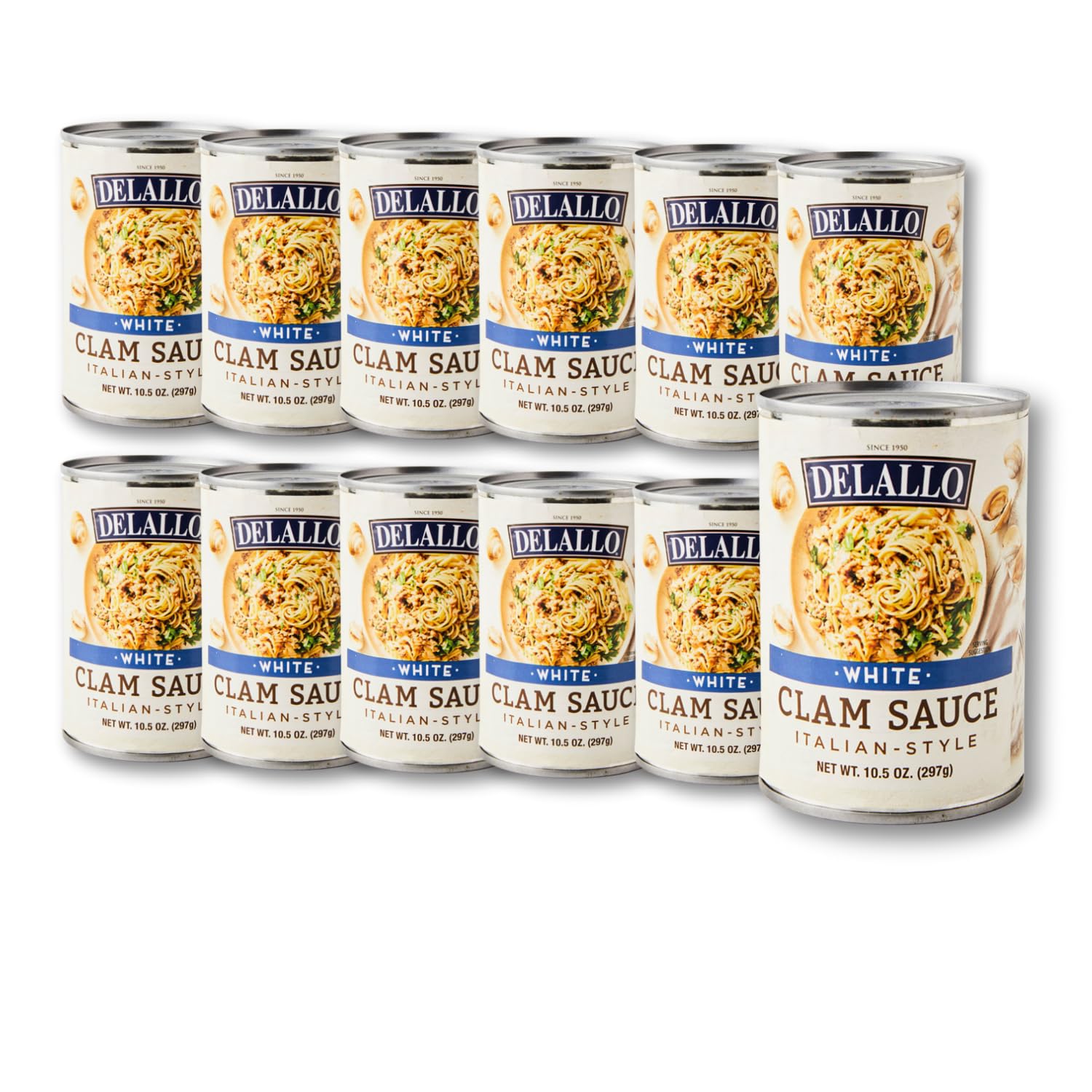 Product image of DeLallo White Clam Sauce Can Made Fresh Sea Clams Authentic Italian Recipe Olive Oil Garlic and Herbs No