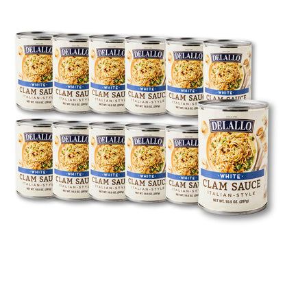 Product image of DeLallo White Clam Sauce Can Made Fresh Sea Clams Authentic Italian Recipe Olive Oil Garlic and Herbs No