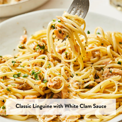 Product image of DeLallo White Clam Sauce Can Made Fresh Sea Clams Authentic Italian Recipe Olive Oil Garlic and Herbs No