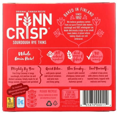 Product image of Finn Crisp Caraway Sourdough Rye Thins Caraway Crispbread Boxes 7 oz 7 oz Pack of 9