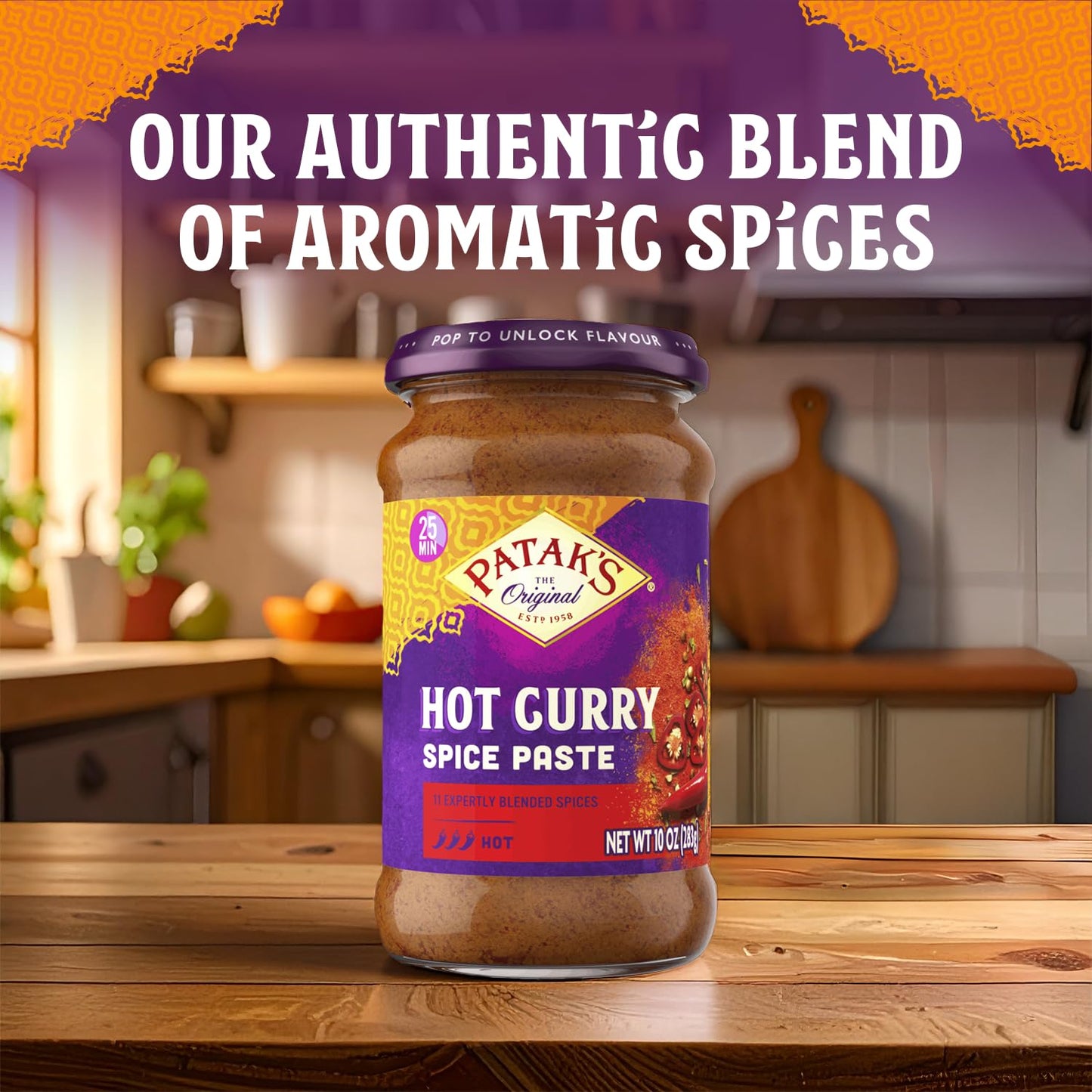 Product image of Patak's Hot Curry Spice Paste Indian Cooking Paste Freshly Ground Spices Ideal for Chicken Vegetables and