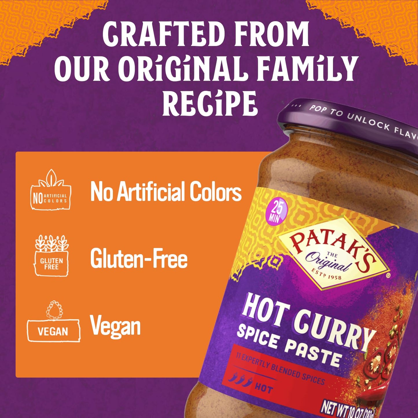 Product image of Patak's Hot Curry Spice Paste Indian Cooking Paste Freshly Ground Spices Ideal for Chicken Vegetables and