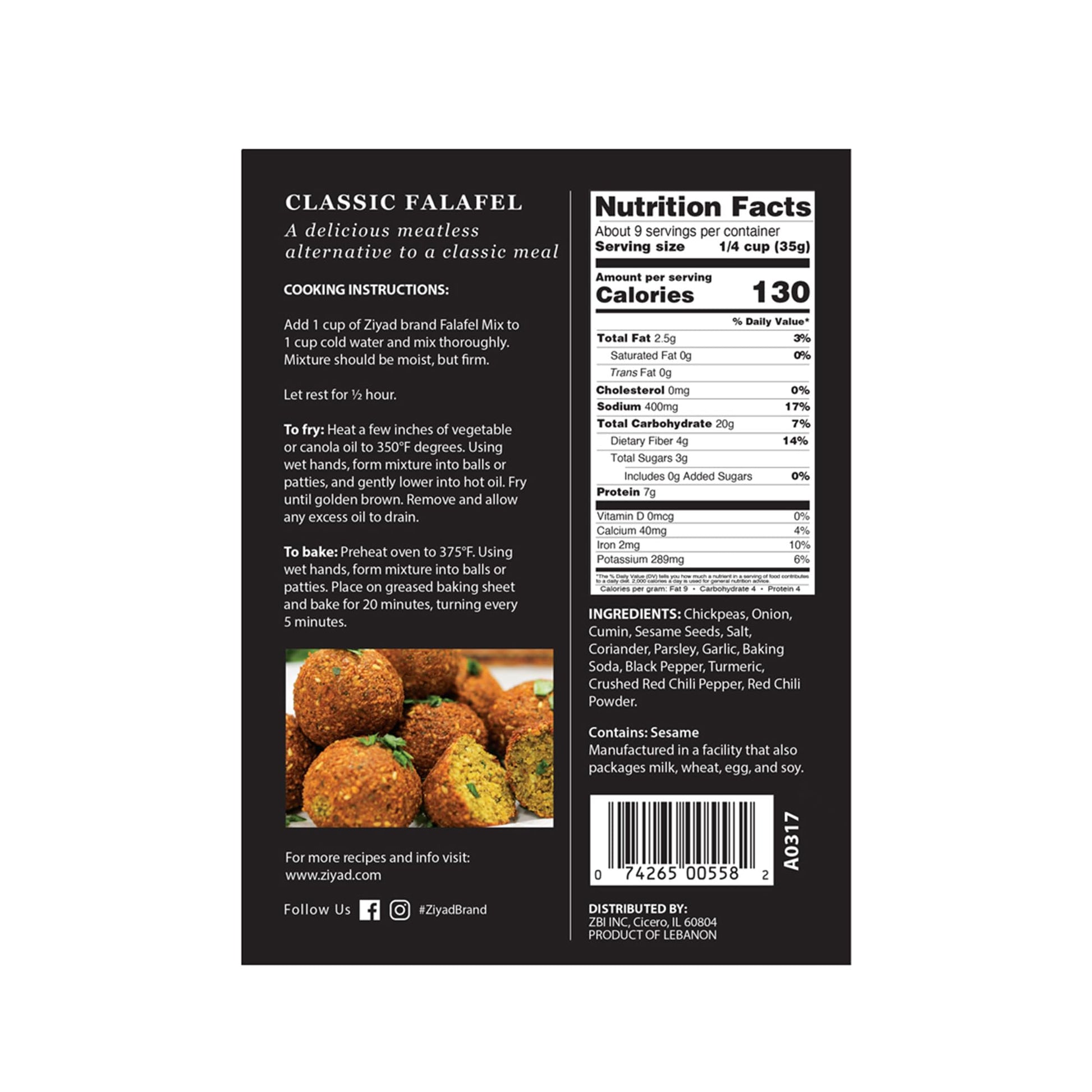 Product image of Ziyad Premium Falafel Dry Mix 12 oz 12 oz