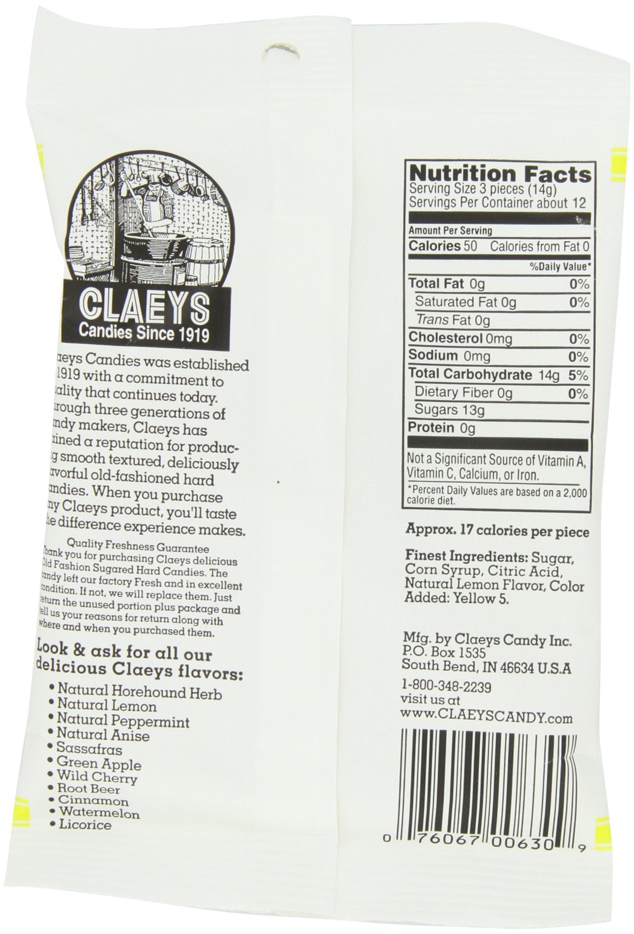 Product image of Claeys Lemon Drops Old Fashioned Hard Candy 100% Natural Lemon Flavor Fat-Free 6 oz 6 oz Pack of 12