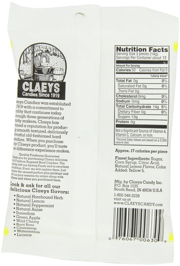 Product image of Claeys Lemon Drops Old Fashioned Hard Candy 100% Natural Lemon Flavor Fat-Free 6 oz 6 oz Pack of 12