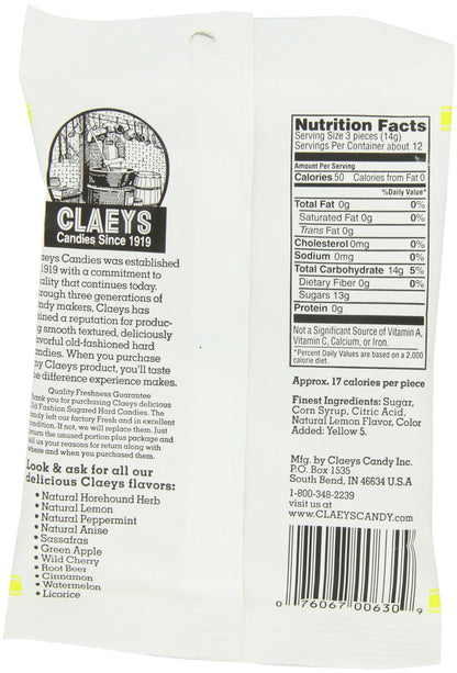 Product image of Claeys Lemon Drops Old Fashioned Hard Candy 100% Natural Lemon Flavor Fat-Free 6 oz 6 oz Pack of 12