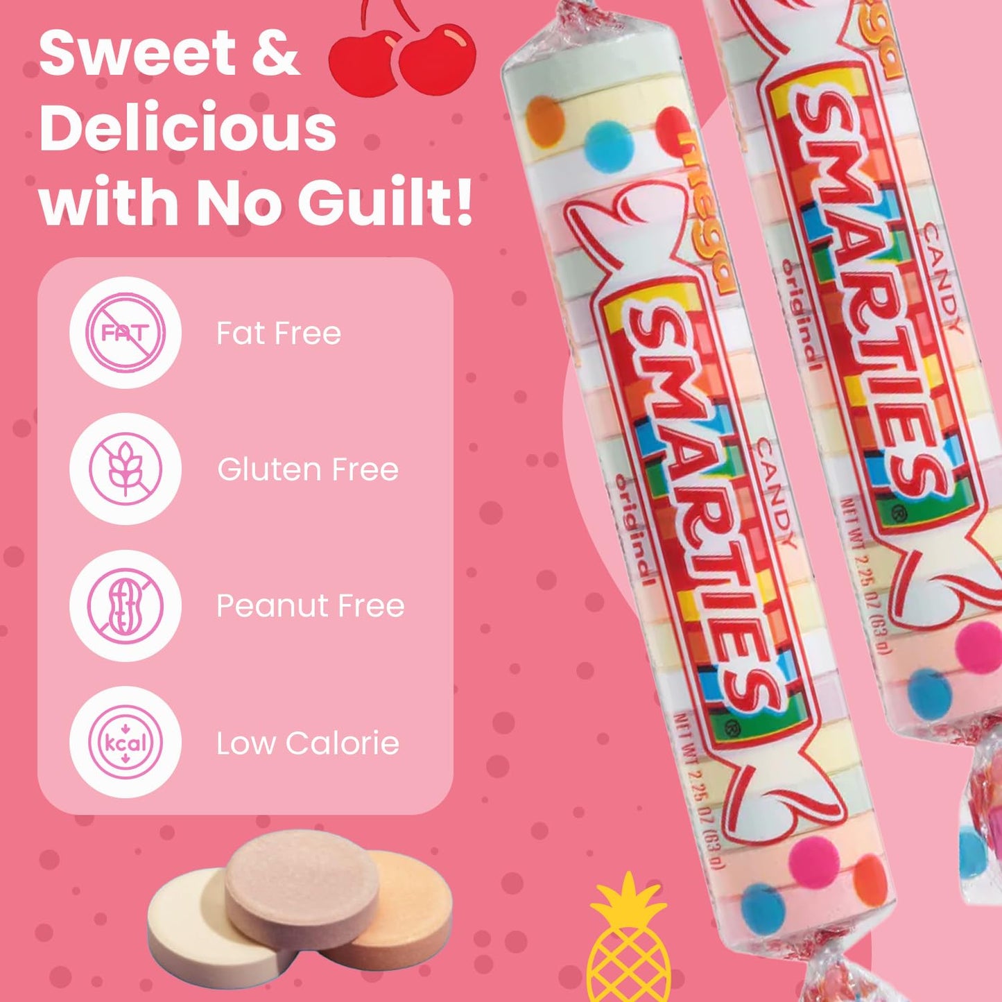 Product image of Smarties Candy Mega Rolls Gluten Free Vegan Assorted Flavors Peanut Free Individually Wrapped Box Halloween
