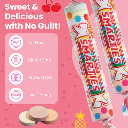 Product image of Smarties Candy Mega Rolls Gluten Free Vegan Assorted Flavors Peanut Free Individually Wrapped Box Halloween