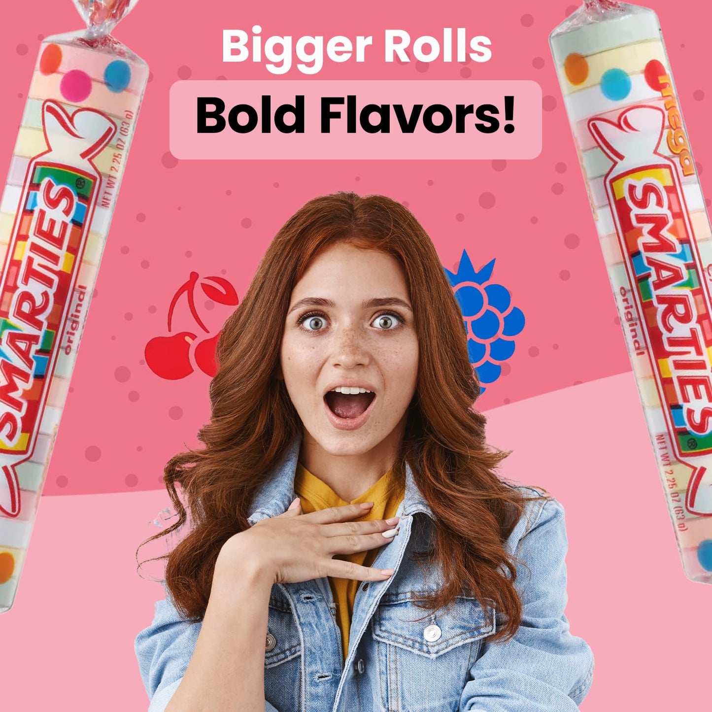 Product image of Smarties Candy Mega Rolls Gluten Free Vegan Assorted Flavors Peanut Free Individually Wrapped Box Halloween