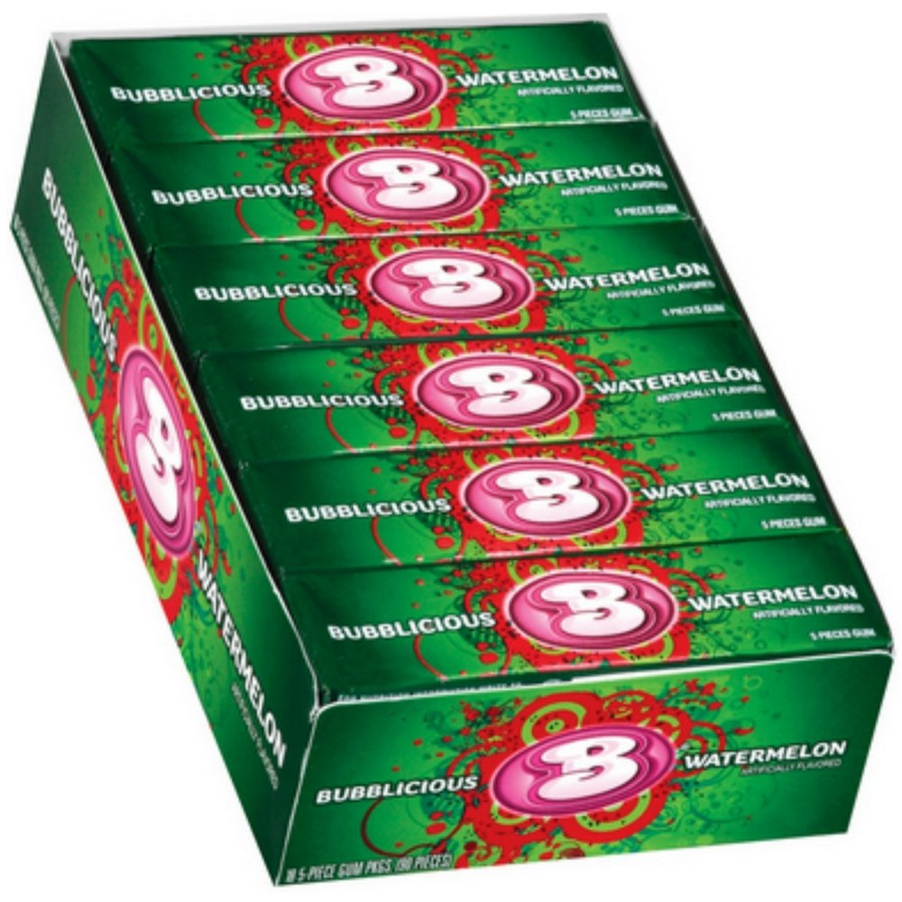 Product image of Cadbury Bubblicious Watermelon Wave Bubble Gum 5-piece Pack of 18