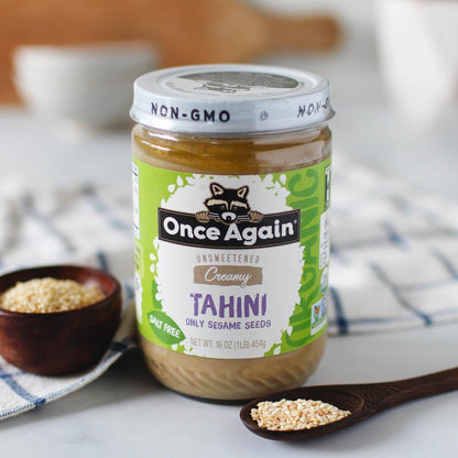 Product image of Once Again Organic Tahini Single Ingredient Vegan Non-GMO Kosher Gluten Free Pure Sesame Seeds Glass Jar 16