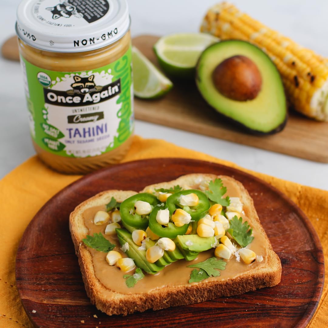 Product image of Once Again Organic Tahini Single Ingredient Vegan Non-GMO Kosher Gluten Free Pure Sesame Seeds Glass Jar 16