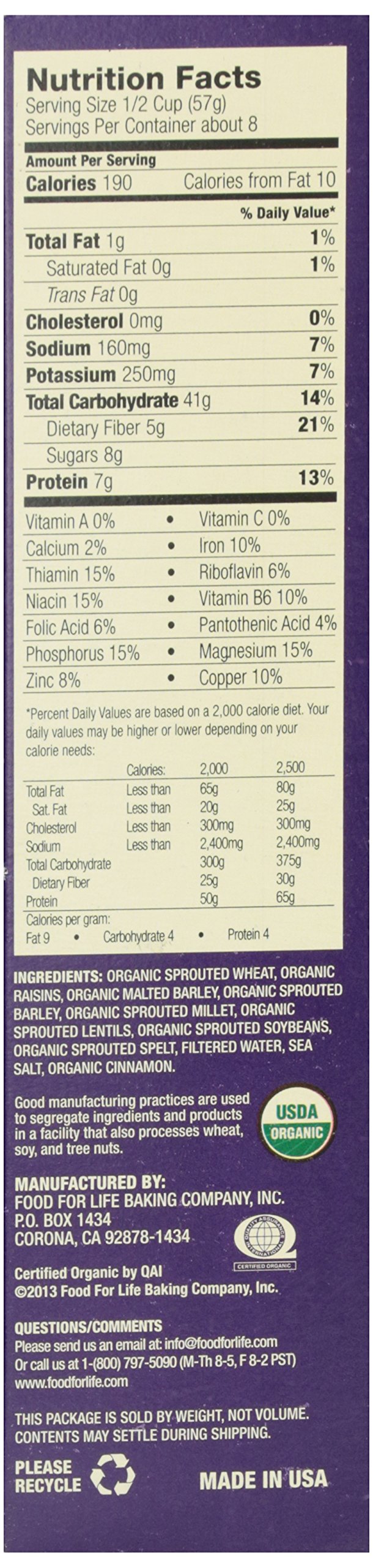 Product image of Food for Life Ezekiel 4:9 Organic Sprouted Grain Cereal Cinnamon Raisin 16 oz 16 oz