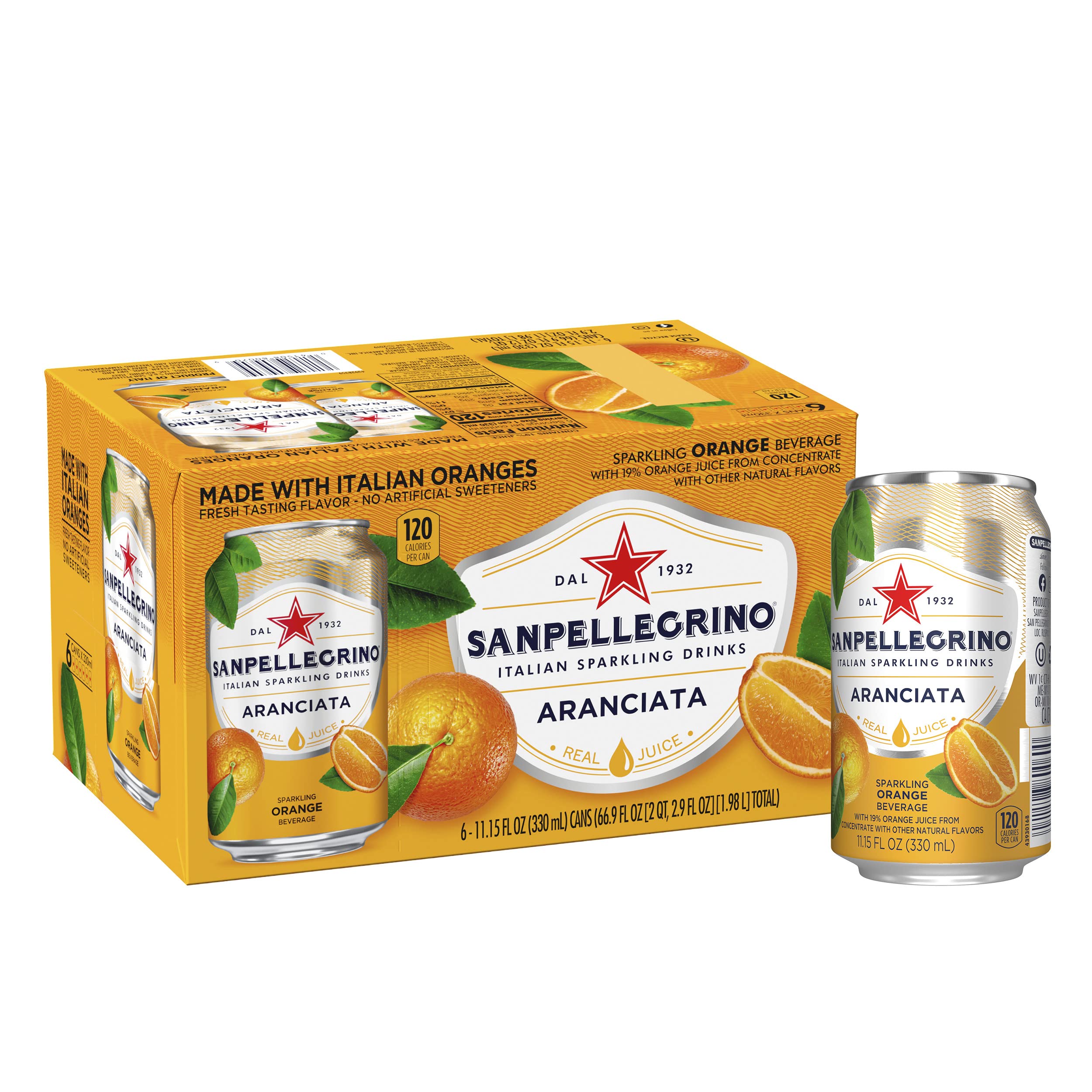 Product image of San Pellegrino Orange Italian Sparkling Drinks Cans 11.15 fl oz 11.15 fl oz Pack of 6
