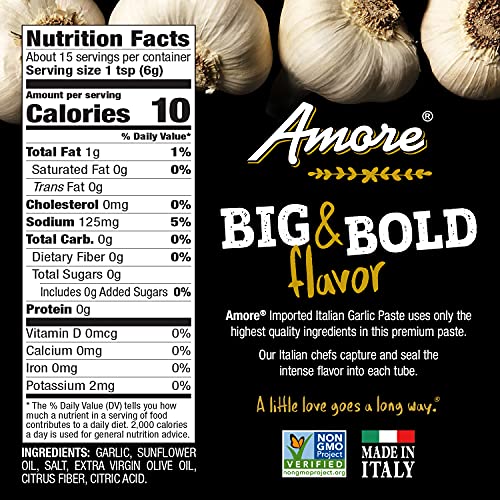 Product image of Amore Vegan Garlic Paste In A Tube Non GMO Certified Made In Italy 3.2 oz 3.2 oz
