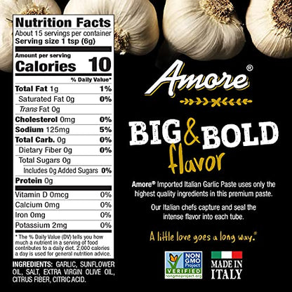Product image of Amore Vegan Garlic Paste In A Tube Non GMO Certified Made In Italy 3.2 oz 3.2 oz