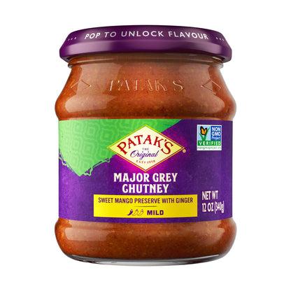 Product image of Patak's Major Grey Chutney Sweet and Mild Mango Chutney Ginger and Aromatic Spices Non-GMO Vegan and