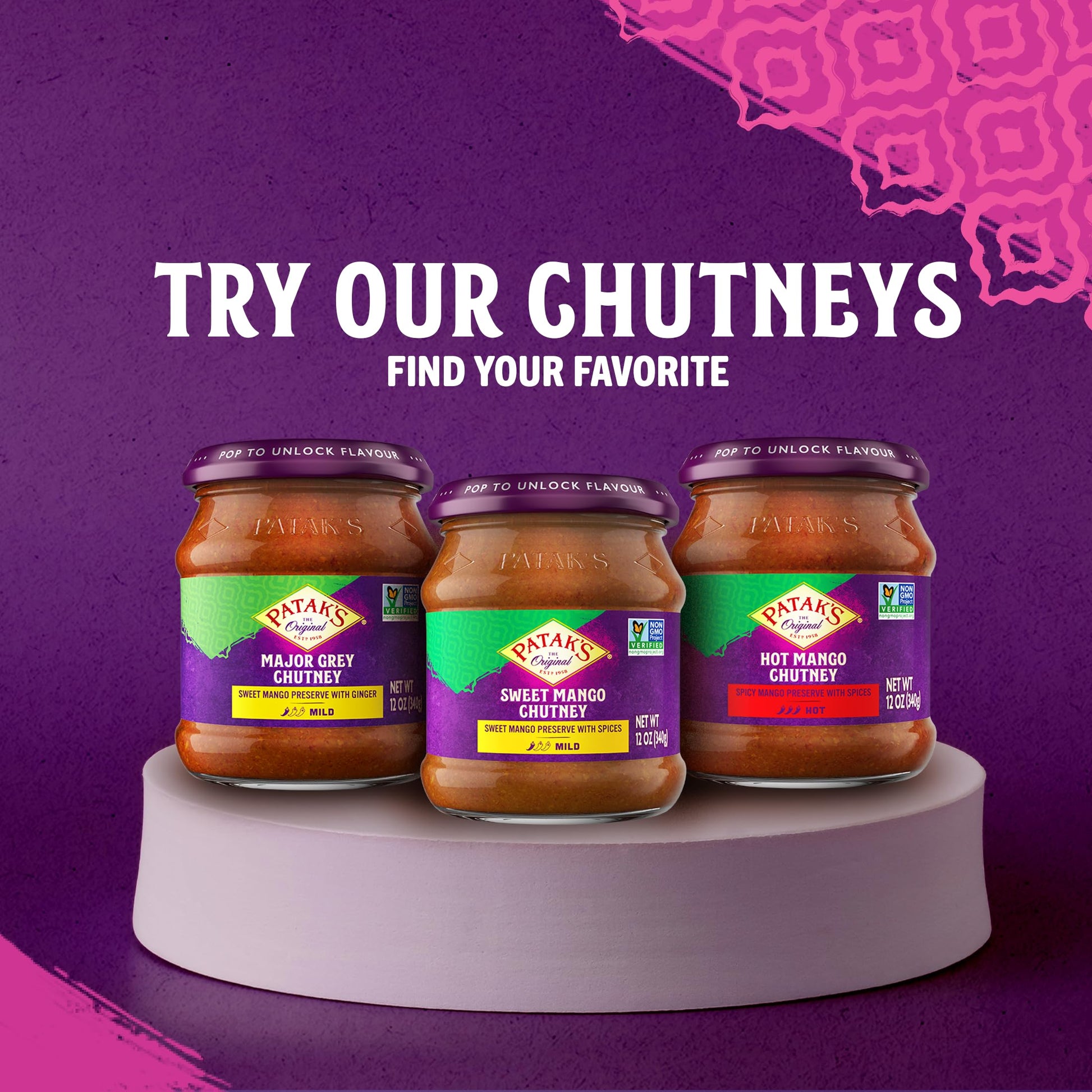 Product image of Patak's Major Grey Chutney Sweet and Mild Mango Chutney Ginger and Aromatic Spices Non-GMO Vegan and