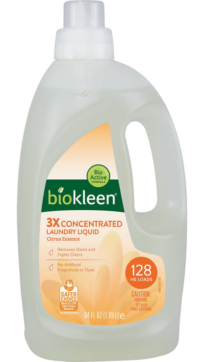 Product image of Biokleen Liquid Laundry Detergent Concentrated Citrus Essence 128 HE Loads Plant-Based Eco-Friendly