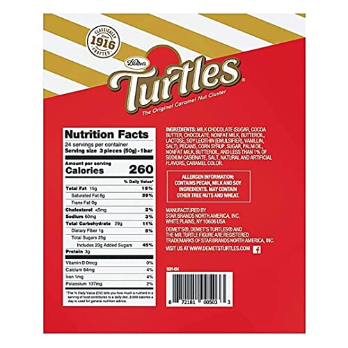 Product image of DeMet's Turtles Milk Chocolate Caramel Nut Cluster Bar 3-Piece Bar 1.76 oz 1.76 oz Pack of 24