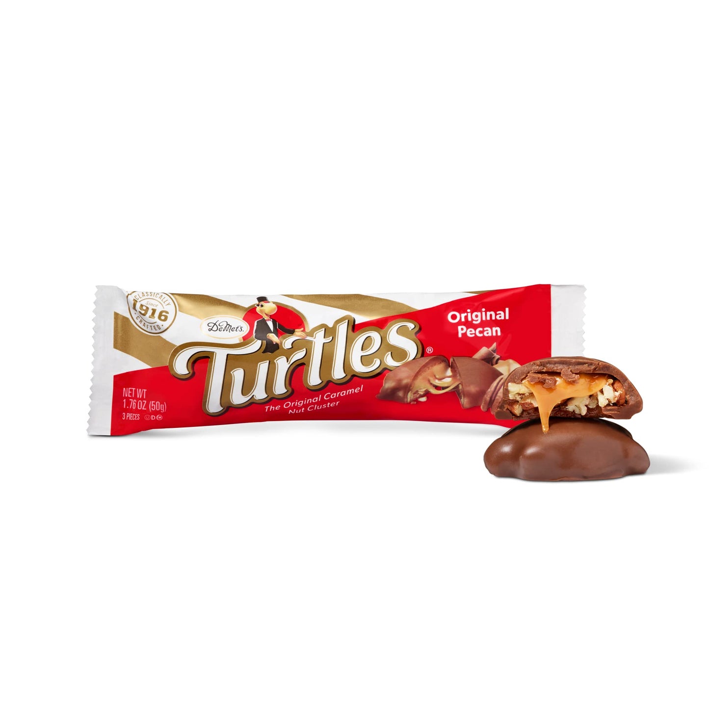 Product image of DeMet's Turtles Milk Chocolate Caramel Nut Cluster Bar 3-Piece Bar 1.76 oz 1.76 oz Pack of 24
