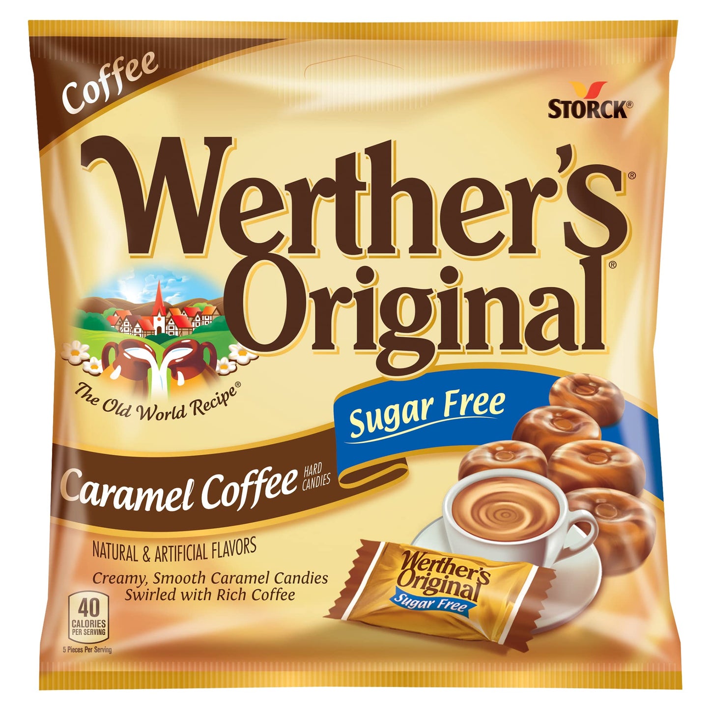 Product image of Werther's Original Hard Sugar Free Caramel Coffee Candy Bags 2.75 oz 2.75 oz Pack of 12