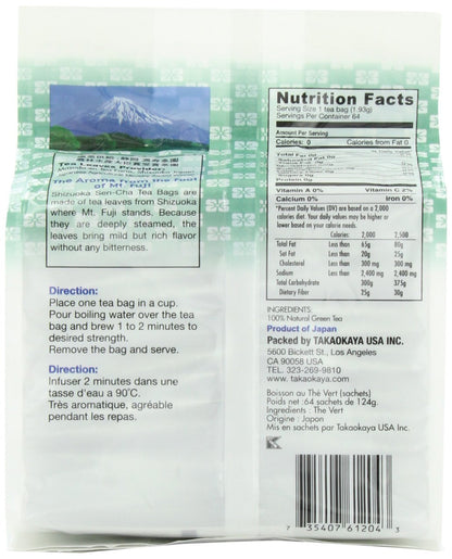 Product image of Takaokaya Green Tea Sencha Tea Bags 64 ct Pack of 4