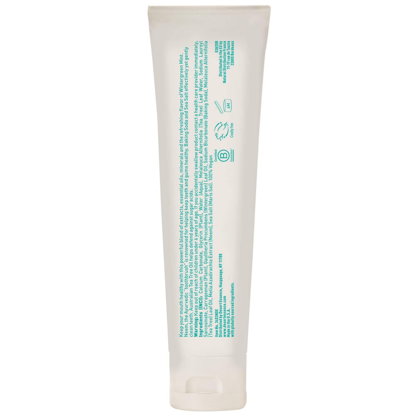 Product image of Desert Essence Tea Tree Oil and Neem Toothpaste Paste Oral Care Wintergreen Adult Fluoride Free Natural