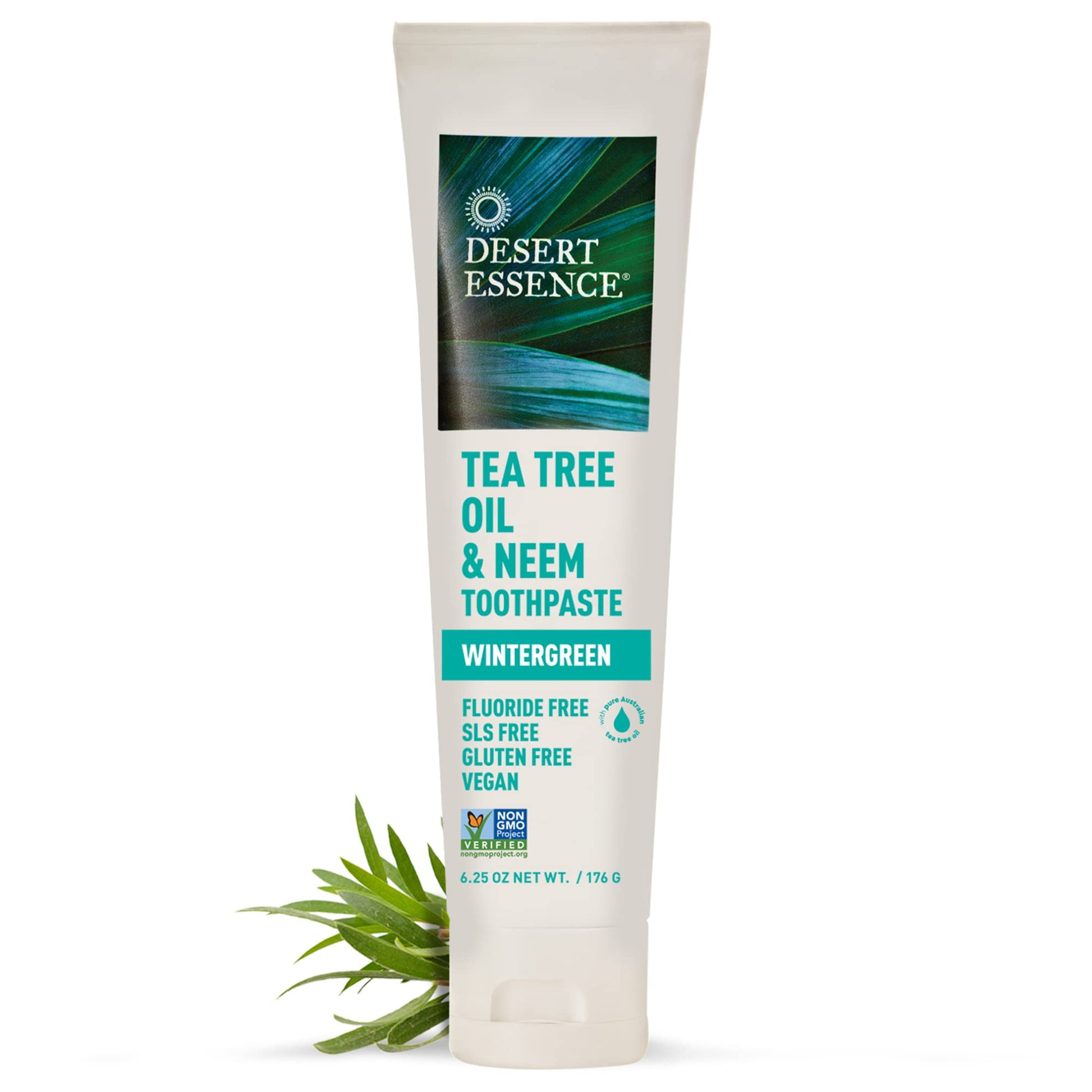 Product image of Desert Essence Tea Tree Oil and Neem Toothpaste Paste Oral Care Wintergreen Adult Fluoride Free Natural
