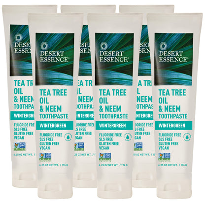 Product image of Desert Essence Tea Tree Oil and Neem Toothpaste Paste Oral Care Wintergreen Adult Fluoride Free Natural